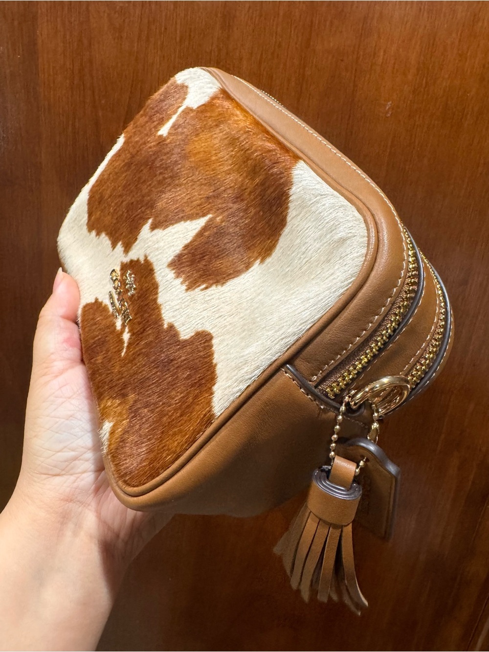 Coach Mini Carey Crossbody Bag Haircalf With Cow Print CEK71 Gold/Cow Multi NWT - Picture 4 of 11